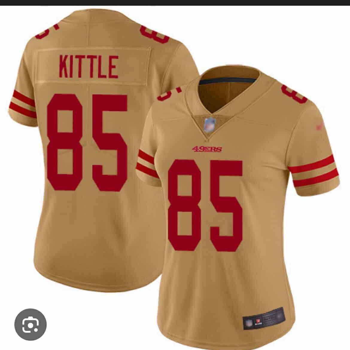 Women%27s San Francisco 49ers #85 George Kittle Gold Vapor Alternate Stitched Jersey(Run Small) Dzhi