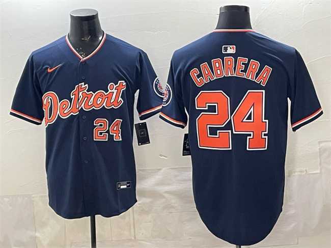 Men%27s Detroit Tigers #24 Miguel Cabrera Navy 2026 Alternate Vapor Premier Limited Stitched Jersey