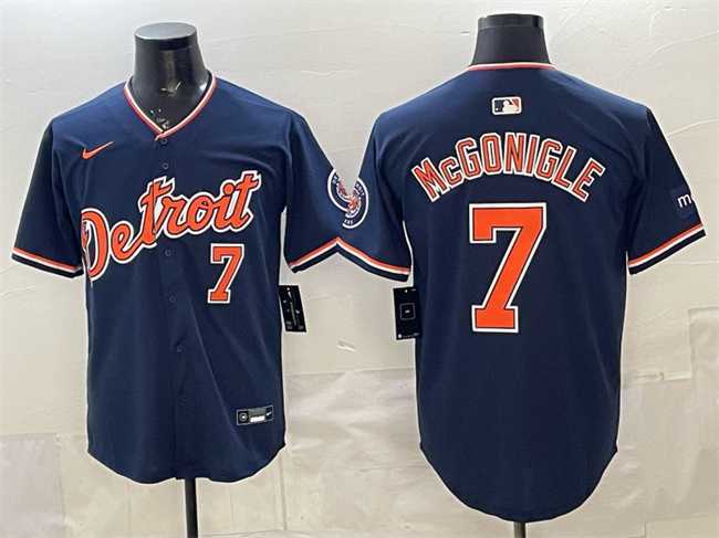 Men%27s Detroit Tigers #7 Kevin McGonigle Navy 2026 Alternate Vapor Premier Limited Stitched Jersey