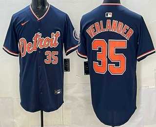 Men%27s Detroit Tigers #35 Justin Verlander Navy Limited Jersey