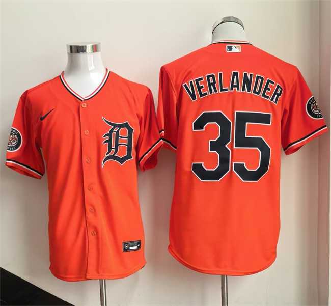 Men%27s Detroit Tigers #35 Justin Verlander Orange 2026 Cool Base Stitched Jersey