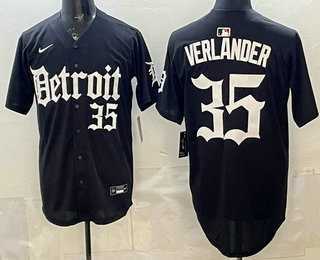 Men%27s Detroit Tigers #35 Justin Verlander Black Limited Cool Base Stitched Jersey