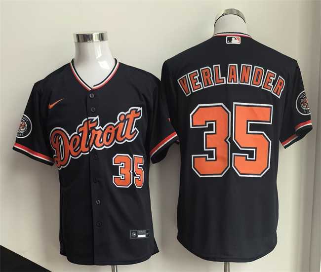 Men%27s Detroit Tigers #35 Justin Verlander Black 2026 Cool Base Stitched Jersey
