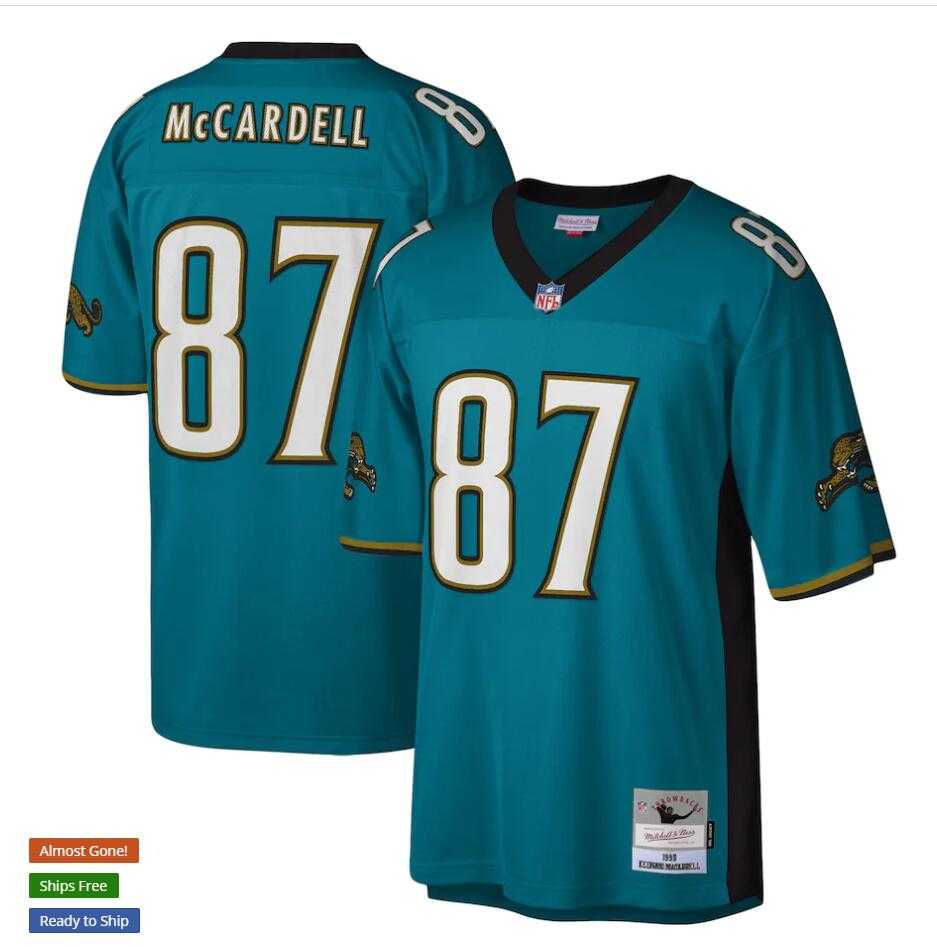 Men%27s Jacksonville Jaguars #87 Keenan McCardell Mitchell & Ness Teal NFL Throwback Jersey