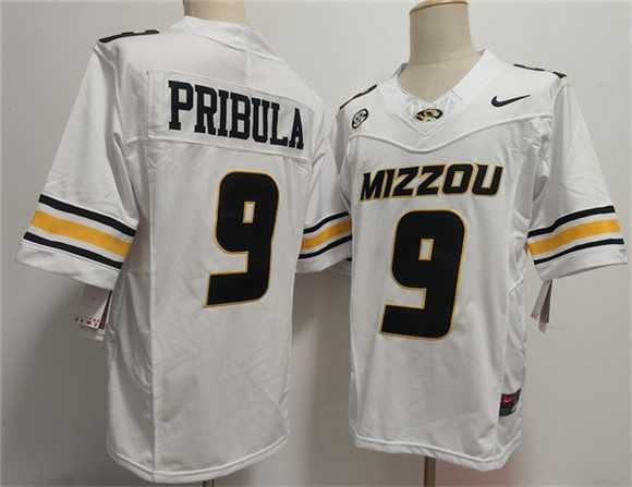 Men%27s Missouri Tigers #9 Beau Pribula F.U.S.E. White Rose Bowl Patch Stitched Jersey
