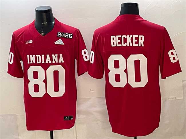 Men%27s Indiana Hoosiers #80 Charlie Becker Red F.U.S.E. 2026 Patch Stitched Jersey