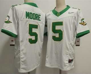 Men%27s Oregon Ducks #5 Dakorien Moore White FUSE College Jersey