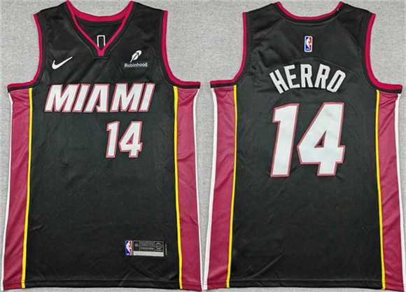 Men%27s Miami Heat #14 Tyler Herro Black Icon Edition Stitched Jersey