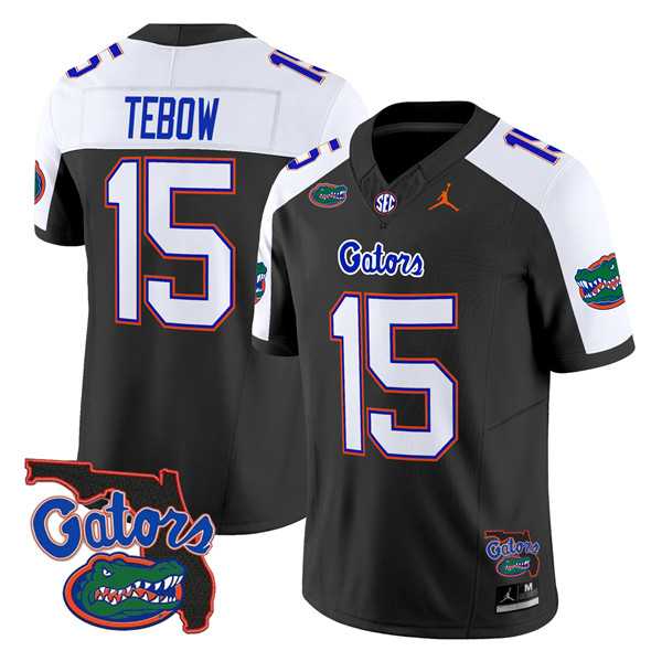 Men%27s Florida Gators #15 Tim Tebow Black Alternate 2024 F.U.S.E. Florida Patch Vapor Limited Stitched Football Jersey Dzhi