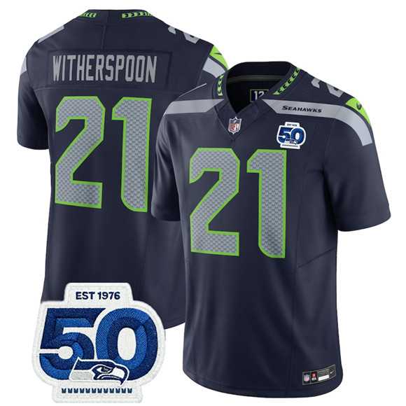 Men & Women & Youth Seattle Seahawks #21 Devon Witherspoon Navy 2025 F.U.S.E. 50th Anniversary Patch Vapor Limited Stitched Jersey