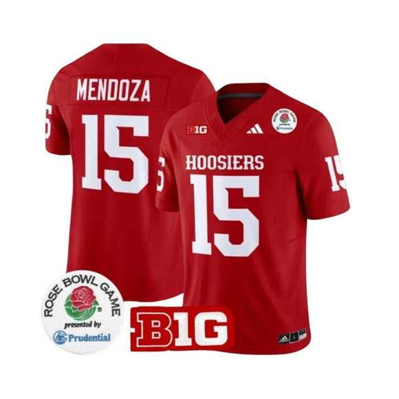 Men%27s Indiana Hoosiers #15 Fernando Mendoza 2025 F.U.S.E. Rose Bowl Red Stitched Jersey Dzhi