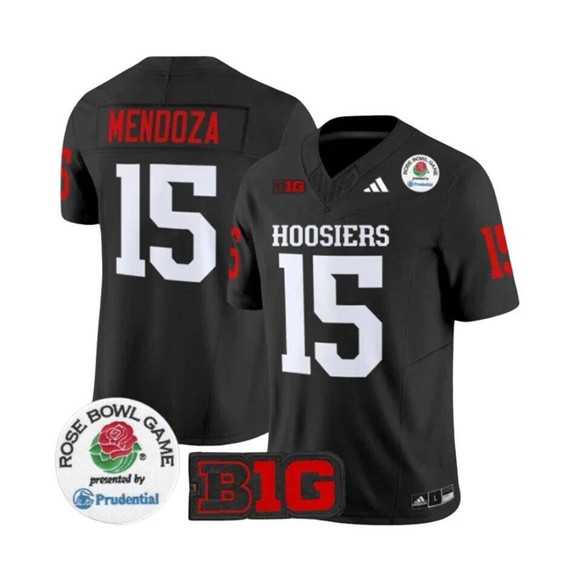 Men%27s Indiana Hoosiers #15 Fernando Mendoza 2025 F.U.S.E. Rose Bowl Black Stitched Jersey Dzhi