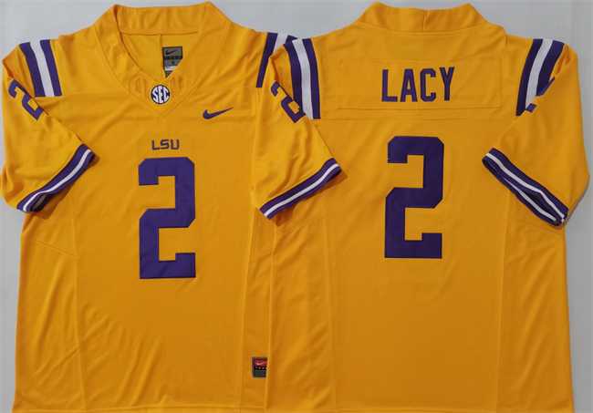 Men%27s LSU Tigers #2 Kyren Lacy Yellow F.U.S.E. Stitched Jersey