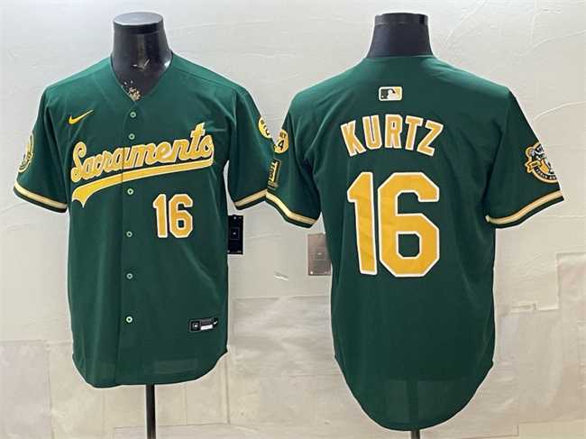 Men%27s Oakland Athletics #16 Nick Kurtz 2026 Green Alternate Sacramento Celebrating 125 Years Vapor Limited Stitched Jersey