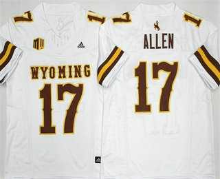 Men%27s Wyoming Cowboys #17 Josh Allen Limited White FUSE College Jersey
