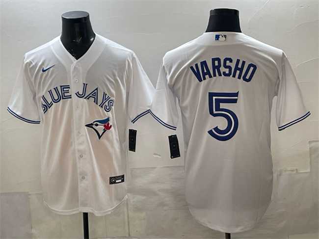 Men%27s Toronto Blue Jays #5 Daulton Varsho White 2025 Cool Base Stitched Jersey