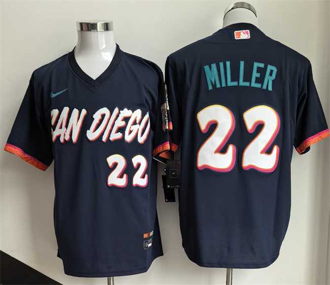 Men%27s San Diego Padres #22 Mason Miller Obsidian 2026 City Connect Stadium Stitched Jersey