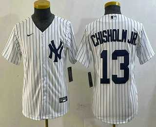 Youth New York Yankees #13 Jazz Chisholm Jr White Cool Base Stitched Jersey