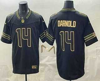 Men%27s Seattle Seahawks #14 Sam Darnold Limited Black Gold FUSE Vapor Jersey Dzhi