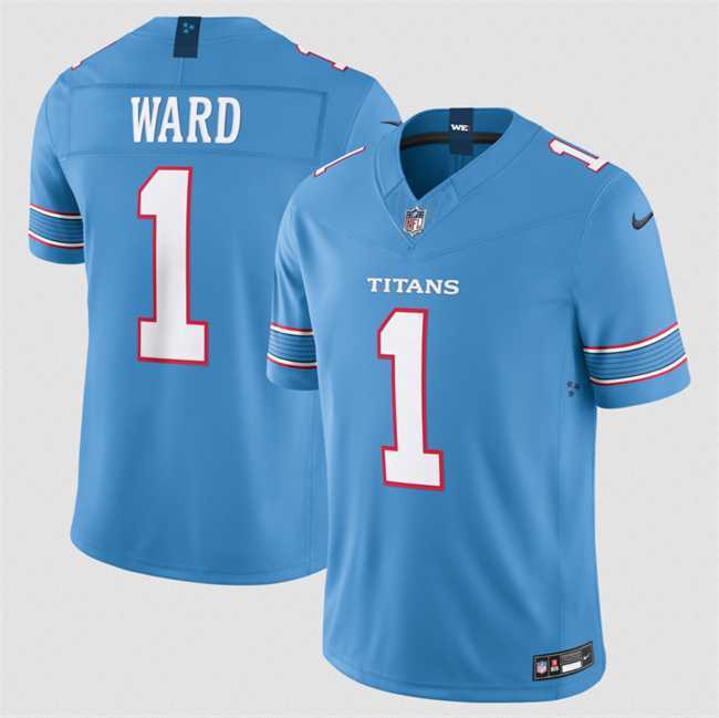 Men%27s Tennessee Titans #1 Cameron Ward Light Blue 2026 F.U.S.E. Vapor Limited Stitched Jersey Dzhi