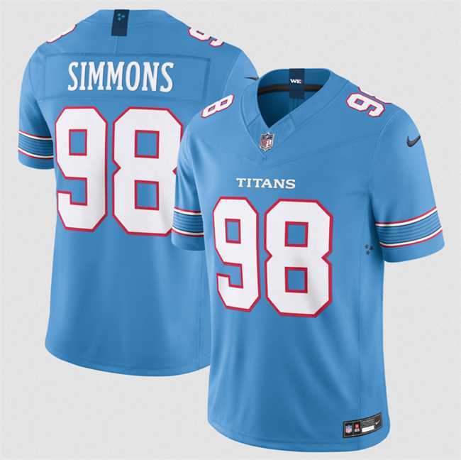 Men%27s Tennessee Titans #98 Jeffery Simmons Light Blue 2026 F.U.S.E. Vapor Limited Stitched Jersey Dzhi