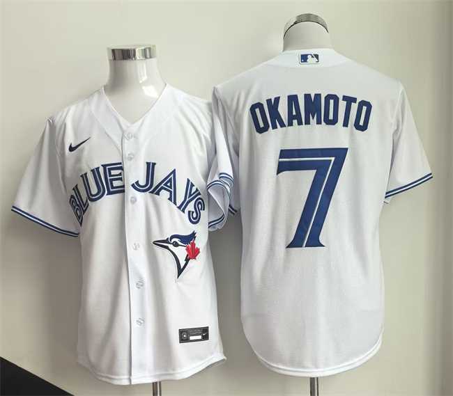 Men%27s Toronto Blue Jays #7 Kazuma Okamoto White Home Limited Stitched Jersey