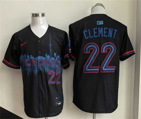 Men%27s Toronto Blue Jays #22 Ernie Clement Navy 2024 City Connect Limited Stitched Jersey
