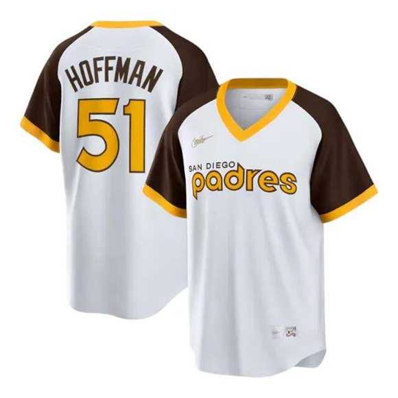 Men%27s San Diego Padres #51 Trevor Hoffman White Cooperstown Stitched Jersey Dzhi