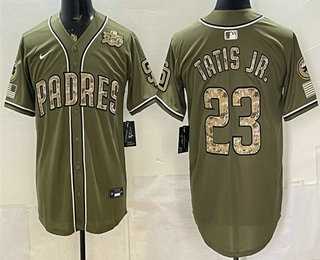Men%27s San Diego Padres #23 Fernando Tatis Jr Olive 2026 Armed Forces Day Jersey Dzhi