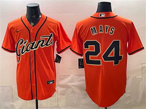 Men%27s San Francisco Giants #24 Willie Mays Orange Cool Base Stitched Jersey