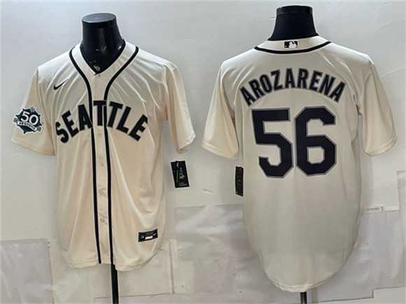 Men%27s Seattle Mariners #56 Randy Arozarena Cream 50th Anniversary Alternate Stitched Jersey