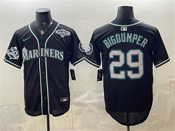 Men%27s Seattle Mariners #29 Big Dumper 50th Anniversary Black Out Style Vapor Premier Limited Stitched Jersey Dzhi