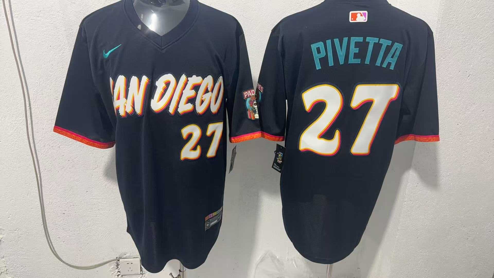 Men%27s San Diego Padres #27 Nick Pivetta Black 2026 City Connect Stadium Jersey