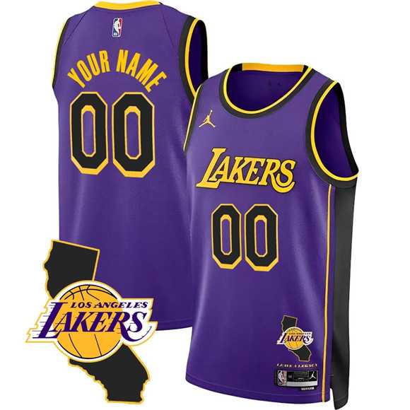 Men%27s Los Angeles Lakers Active Player Custom Purple 2025 California Patch Stitched Basketball Jersey