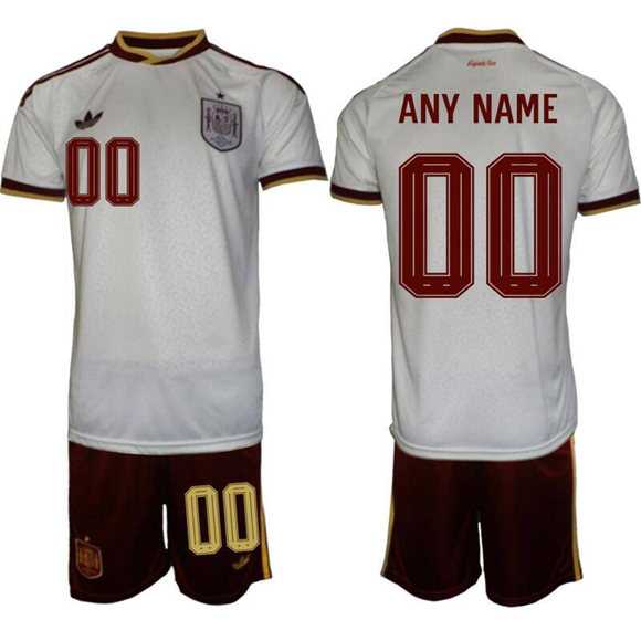 Men%27s Spain Team Custom White Soccer Jersey Suit