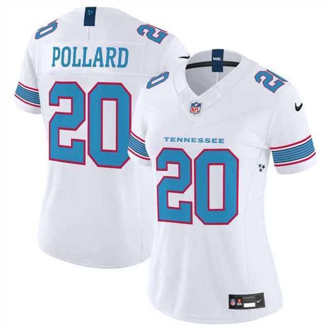 Women%27s Tennessee Titans #20 Tony Pollard White 2026 F.U.S.E. Vapor Limited Stitched Jersey Dzhi
