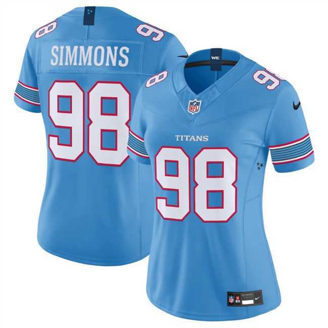 Women%27s Tennessee Titans #98 Jeffery Simmons Light Blue 2026 F.U.S.E. Vapor Limited Stitched Jersey Dzhi