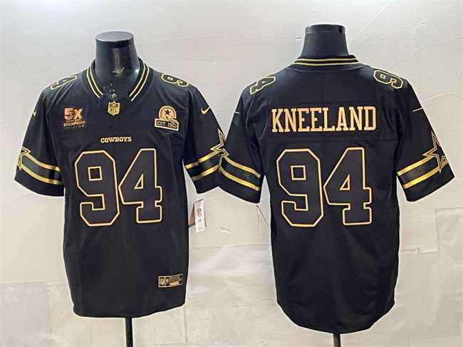 Men%27s Dallas Cowboys #94 Marshawn Kneeland Black Gold 2025 F.U.S.E. With 5x Super Bowl Champions & Established In 1960 Patch Vapor Limited Stitched Jersey