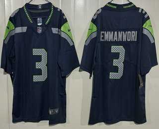 Men%27s Seattle Seahawks #3 Nick Emmanwori Limited Navy Vapor Jersey