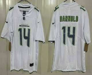 Men%27s Seattle Seahawks #14 Sam Darnold Limited White Fashion Vapor Jersey