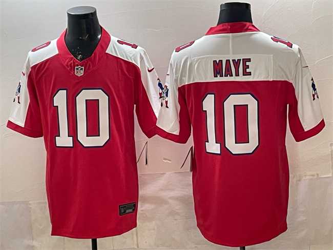 Men%27s New England Patriots #10 Drake Maye Red Alternate F.U.S.E. Throwback Vapor Limited Stitched Jersey
