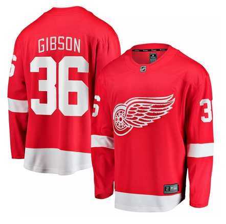 Men%27s Detroit Red Wings #36 John Gibson Red Home Stitched Jersey Dzhi