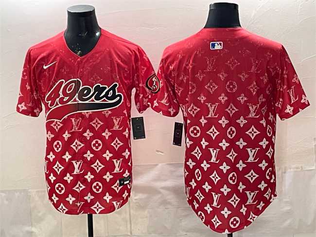 Men%27s San Francisco 49ers Blank Red Limited Stitched Baseball Jersey