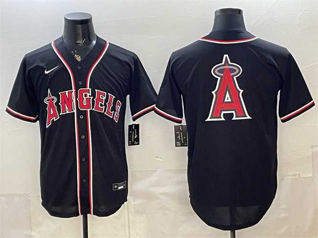 Men%27s Los Angeles Angels Team Big Logo 2026 Fashion Replica Black Out Stitched Jersey Dzhi