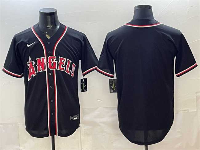 Men%27s Los Angeles Angels Blank 2026 Fashion Replica Black Out Stitched Jersey