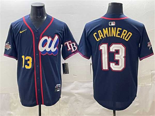 Men%27s American League #13 Junior Caminero Navy 2025 All-Star Edition Limited Stitched Jersey