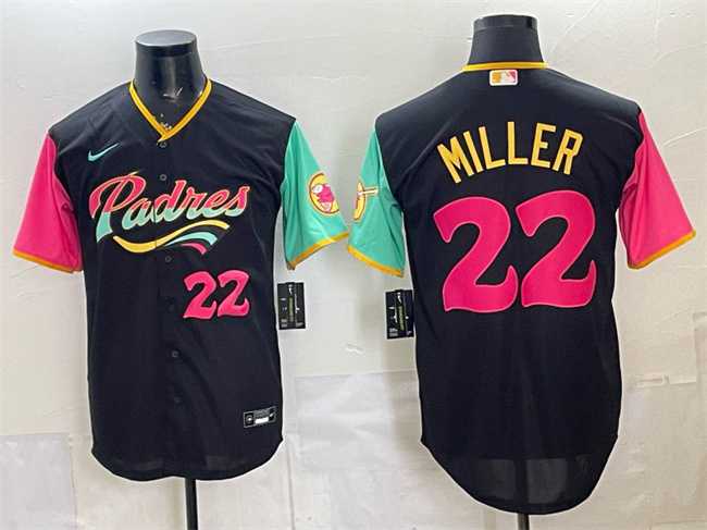 Men%27s San Diego Padres #22 Mason Miller 2022 Black City Connect Cool Base Stitched Jersey