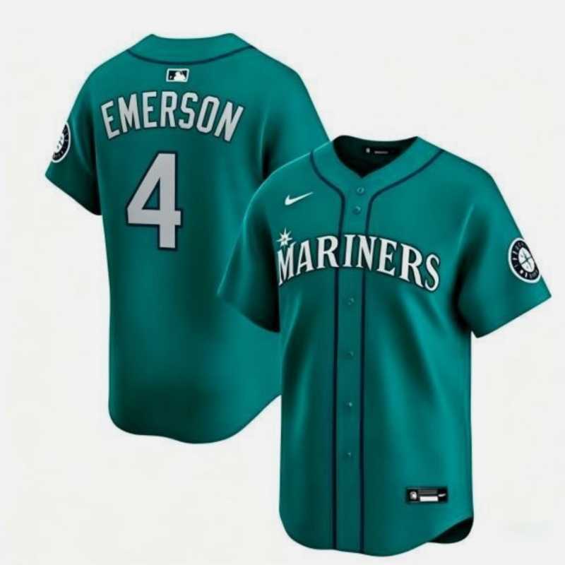Men%27s Seattle Mariners #4 Colt Emerson Aqua Limited Stitched jersey Dzhi