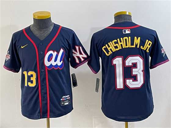 Youth American League #13 Jazz Chisholm Jr. Navy 2025 All-Star Edition Limited Stitched Jersey