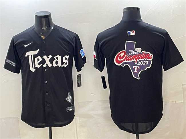 Men%27s Texas Rangers Team Big Logo Black Gothic Mexico 2025 Vapor Premier Limited Stitched Jersey Dzhi